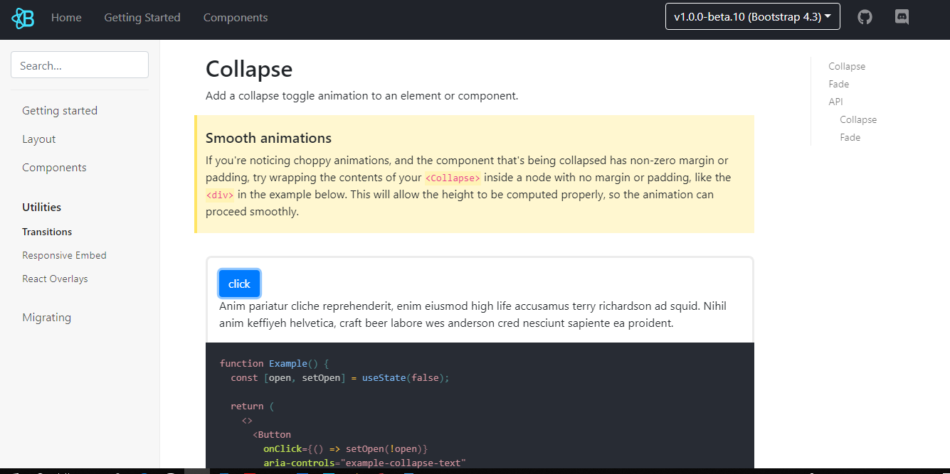 React Collapse Component Examples - OnAirCode