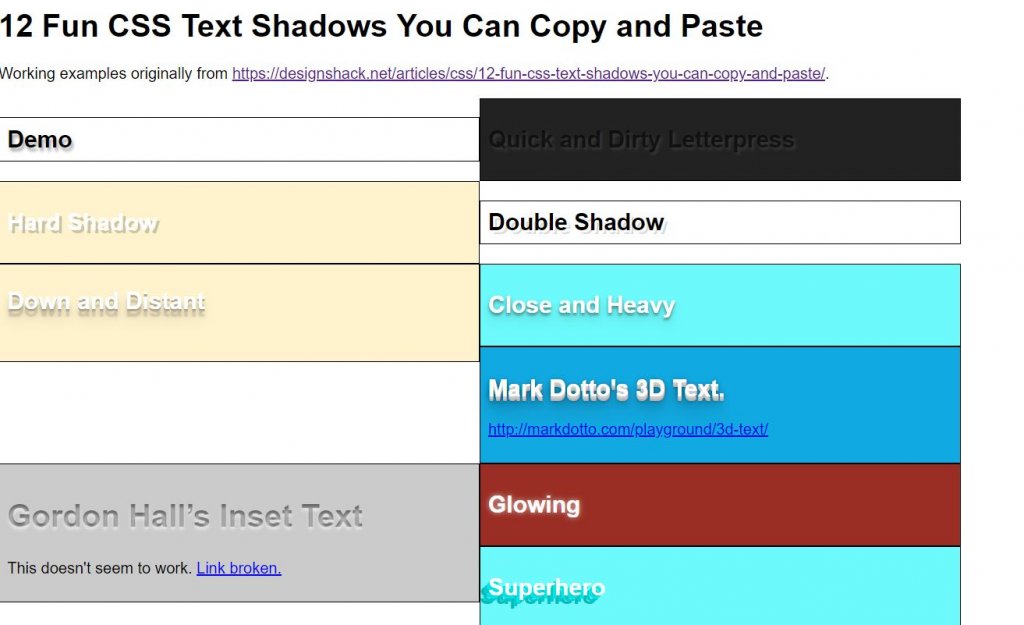 Fun CSS Text Shadows