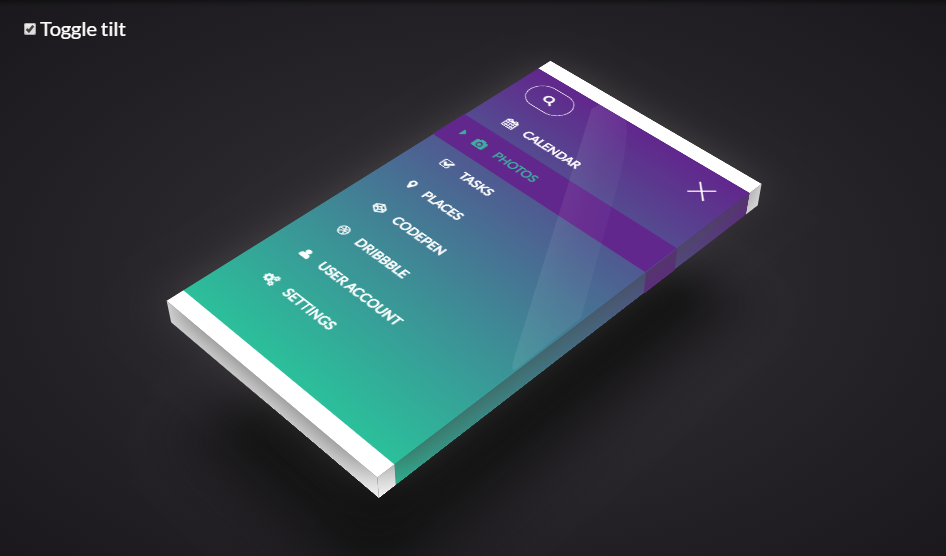 3d mobile menu example