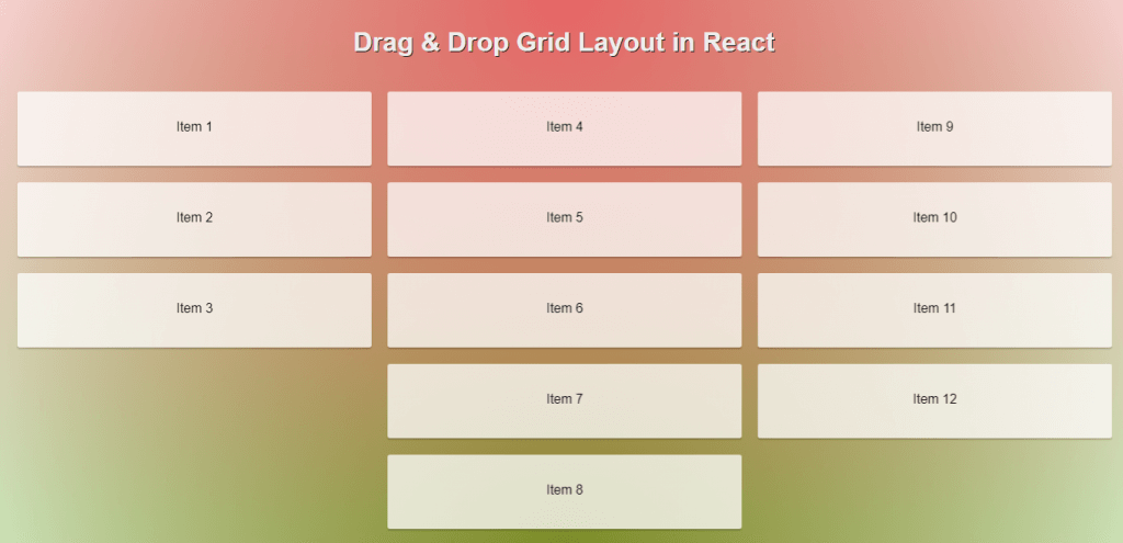 Grid view react drag and drop