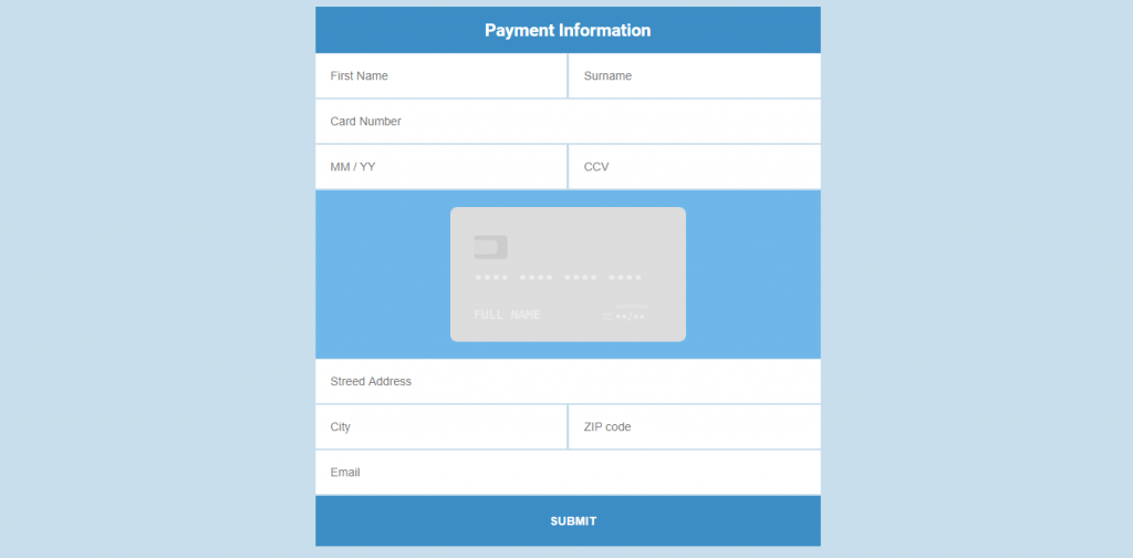 popup react credit card and payment system
