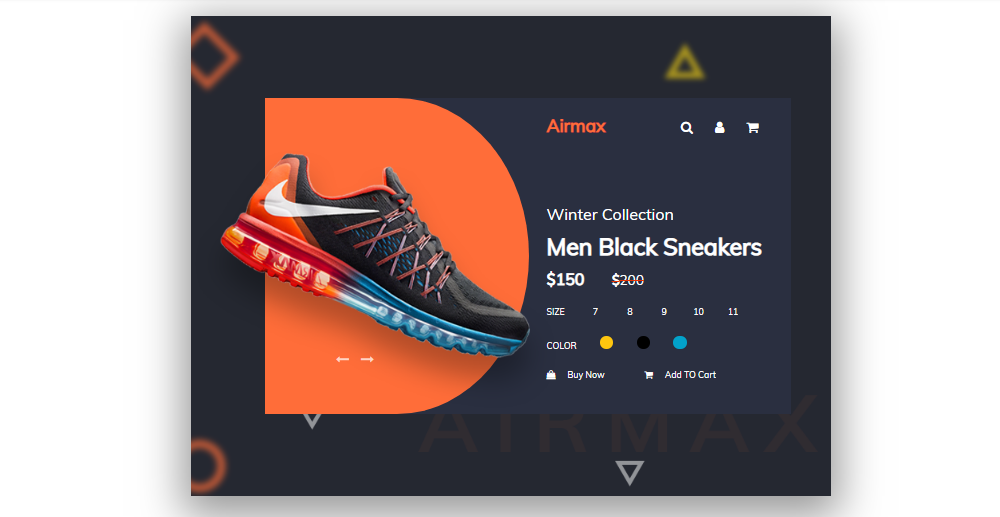 airmax product card design with css