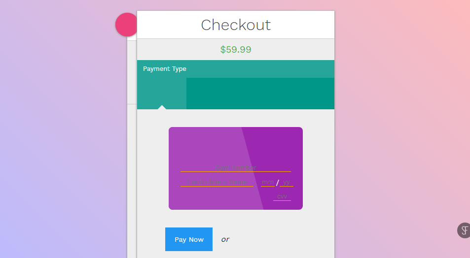 animated checkout form
