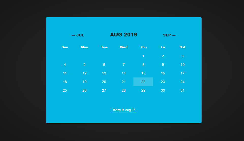 css calendar example