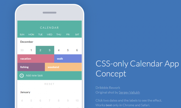 20+ CSS Calendar Examples Inspiration Design - OnAirCode