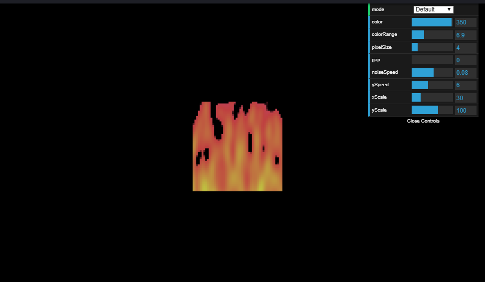 Configurable fire animation effect