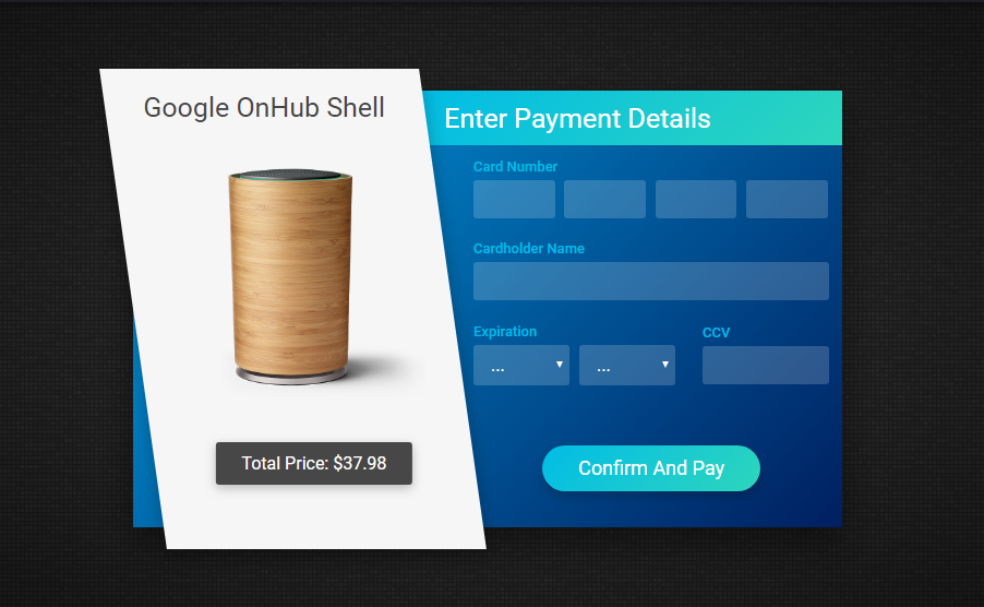 credit card checkout form example