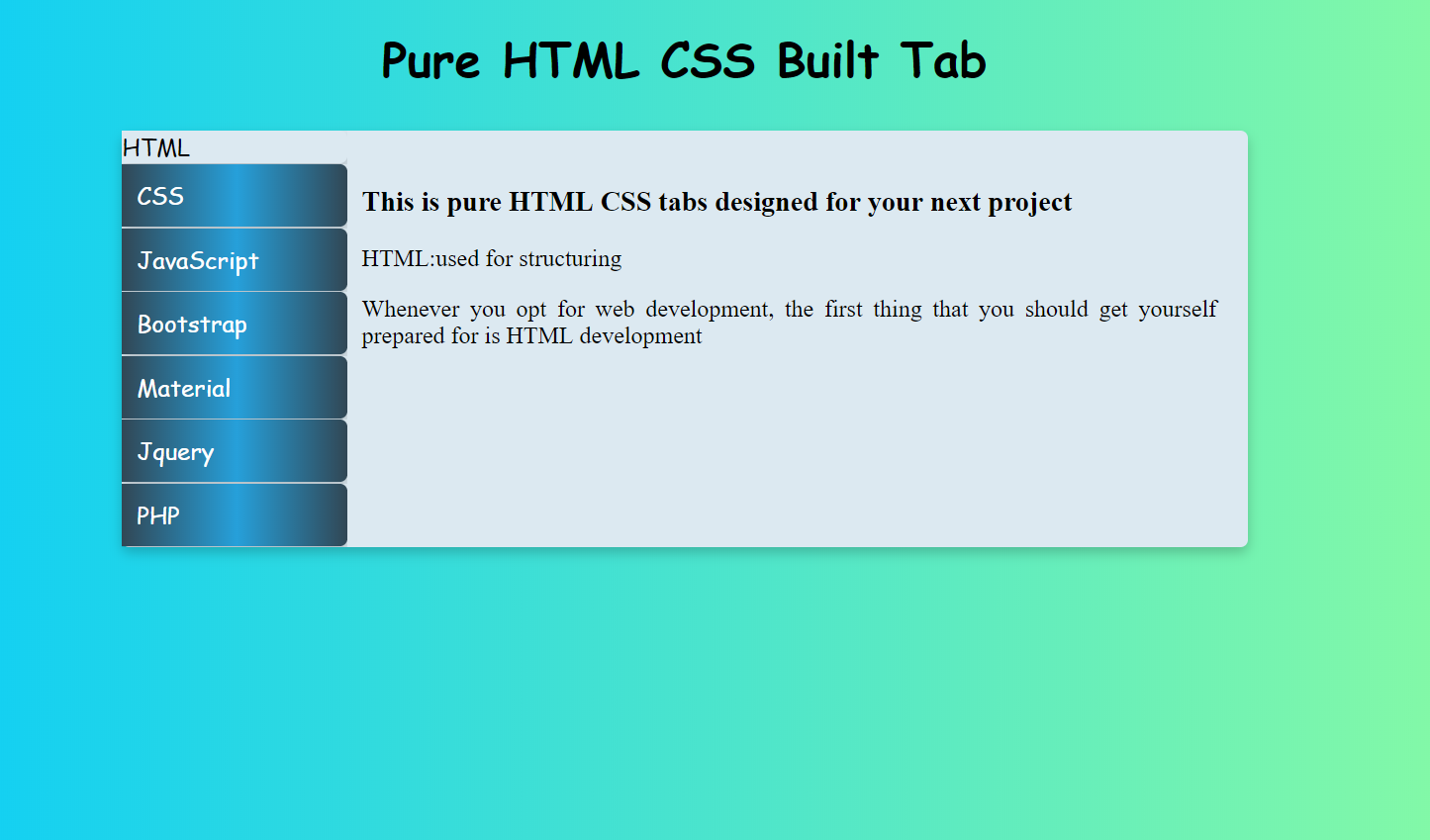 CSS vertical tabs menu