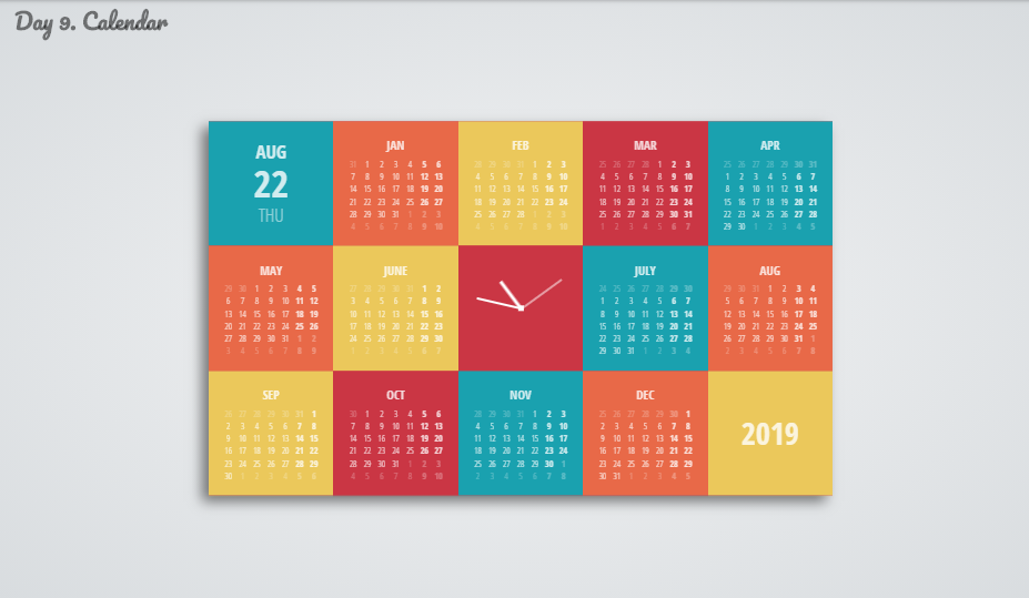 date time calendar layout