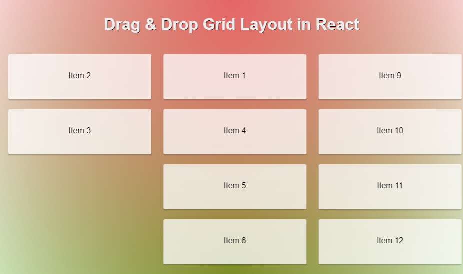 Drag & Drop Grid Layout