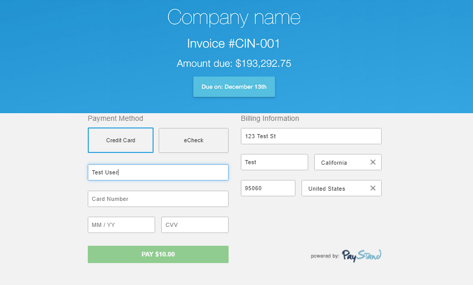 embedded checkout form