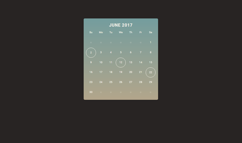 gradient calendar