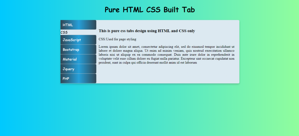 Pure CSS HTML Vertical Tabs Tutorial
