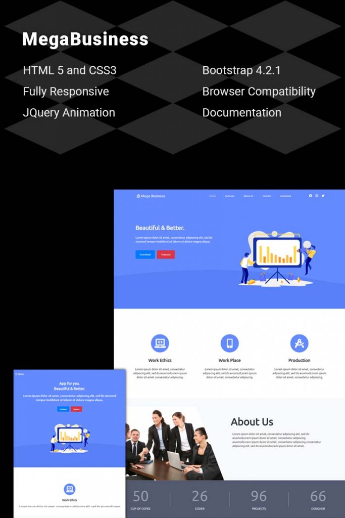 Responsive Bootstrap One Page Business Website Template Free