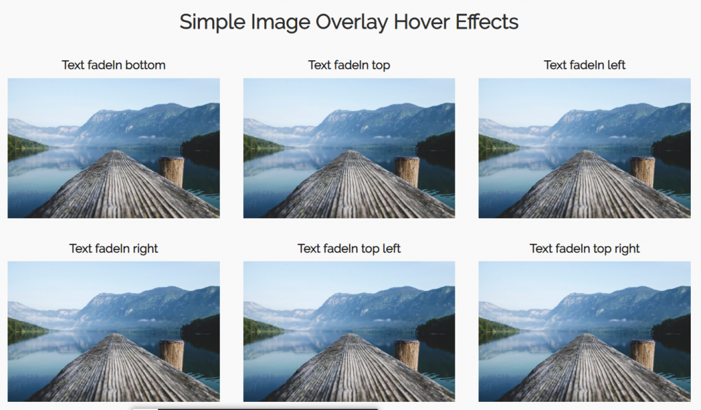 multiple direction image overlay hover effect