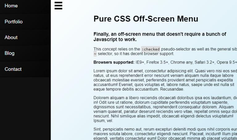 18+ CSS Off-Canvas Menu Navigation - OnAirCode
