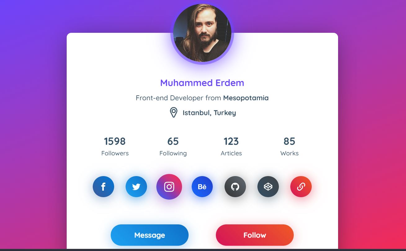 20 Awesome Profile Card CSS Design Examples - OnAirCode