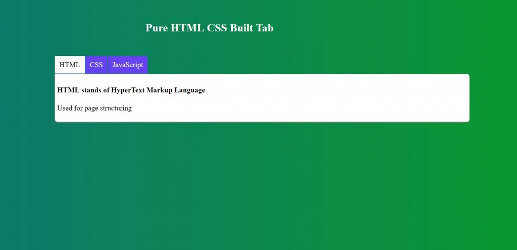 pure css html tabs menu radio button