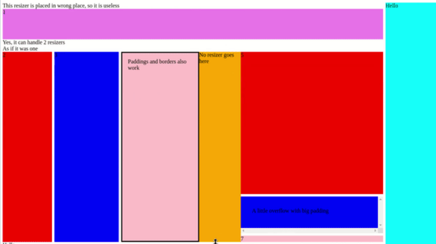 resizable react UI layout in grid