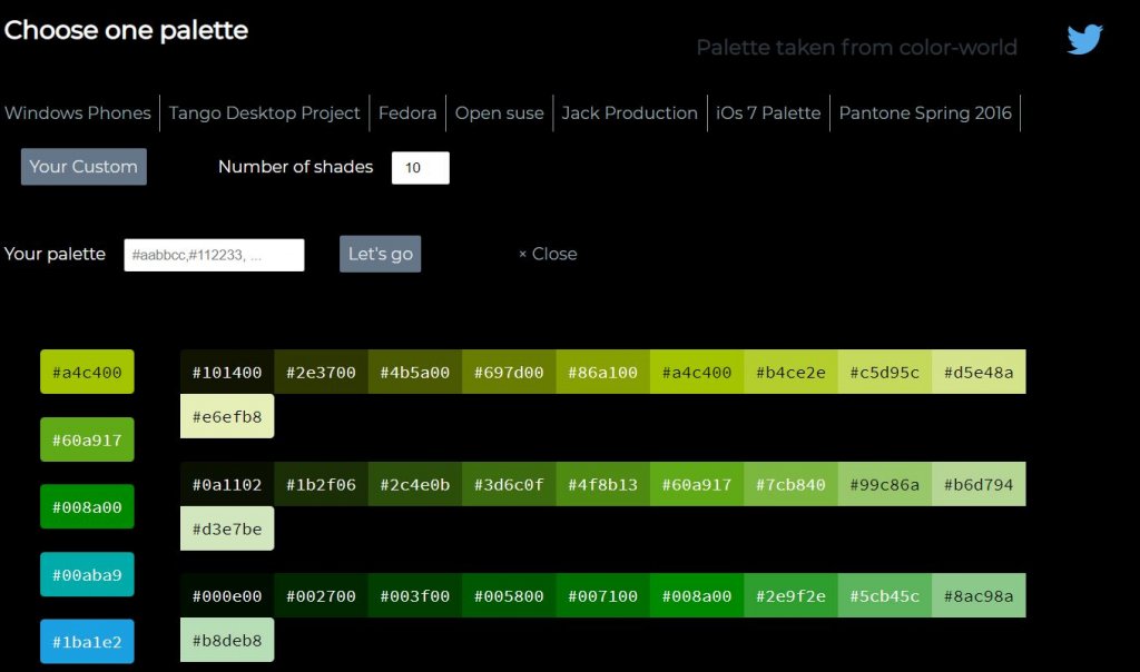 shades html color palette
