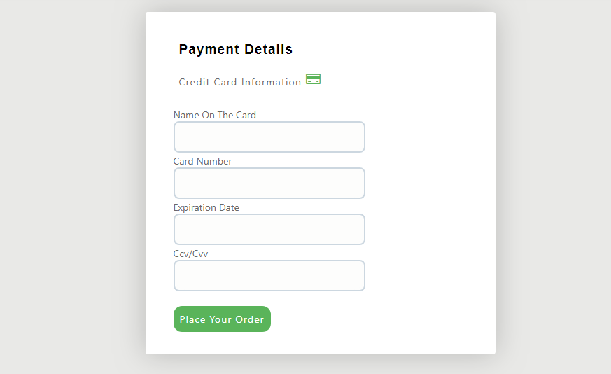 simple checkout form