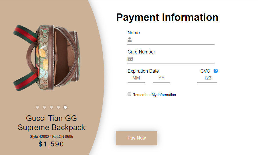 slider checkout form example