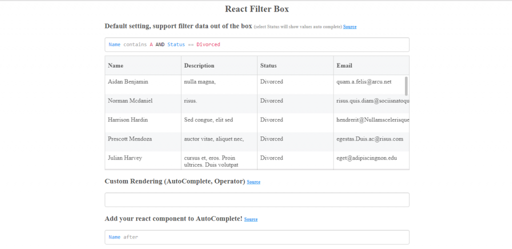 Filter Box examples