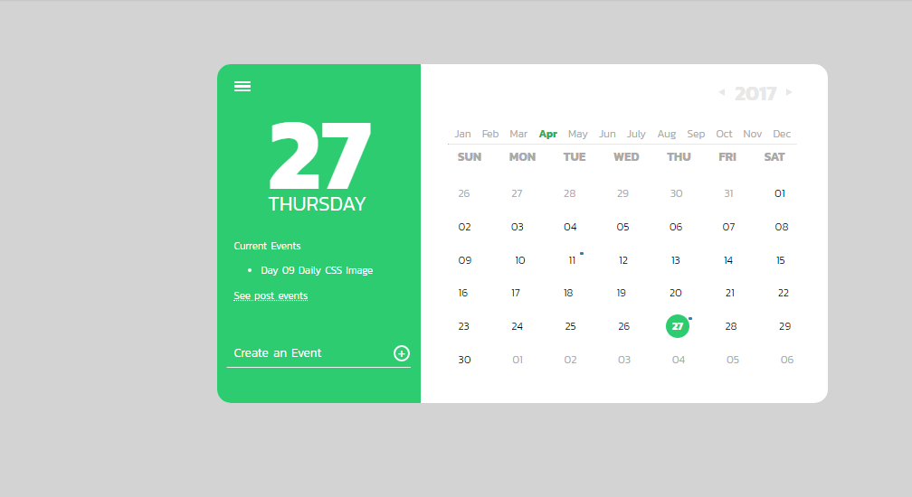 Calendar Ui Design With Css Grid Pure Html Css Ui Design Youtube Vrogue