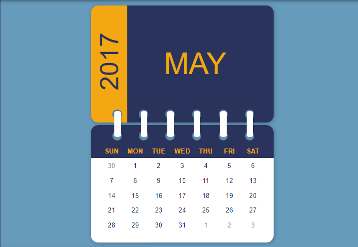 table calendar example