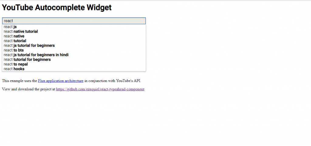 React autosuggest textarea for youtube and netflix