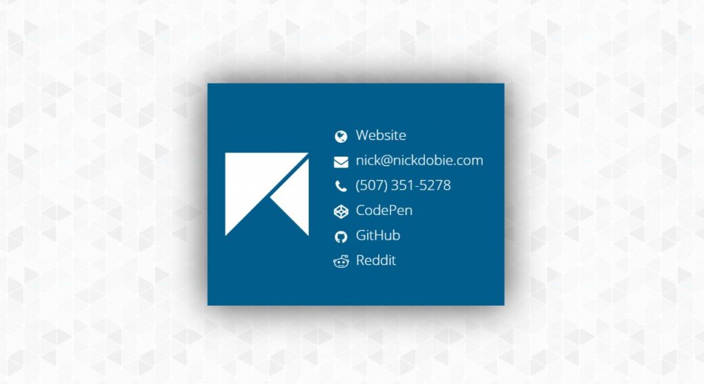 example of business card an visiting cards UI design achieved with the help of HTML, CSS and JavaScript. 