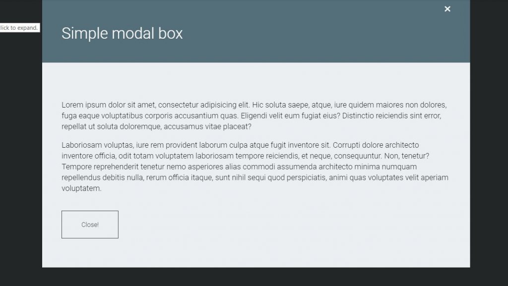 modal css dialog box example with html, css, bootstrap