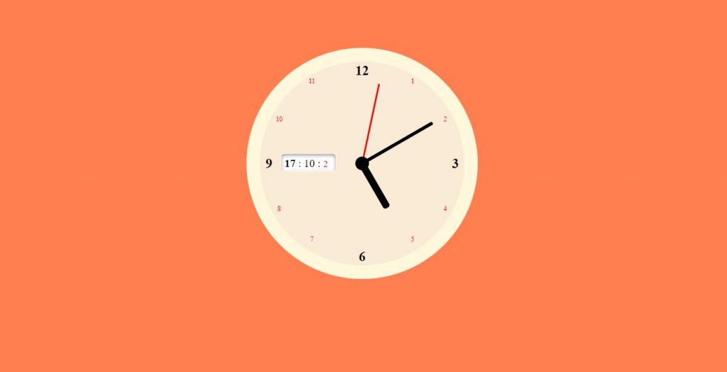 js and css clock with sound