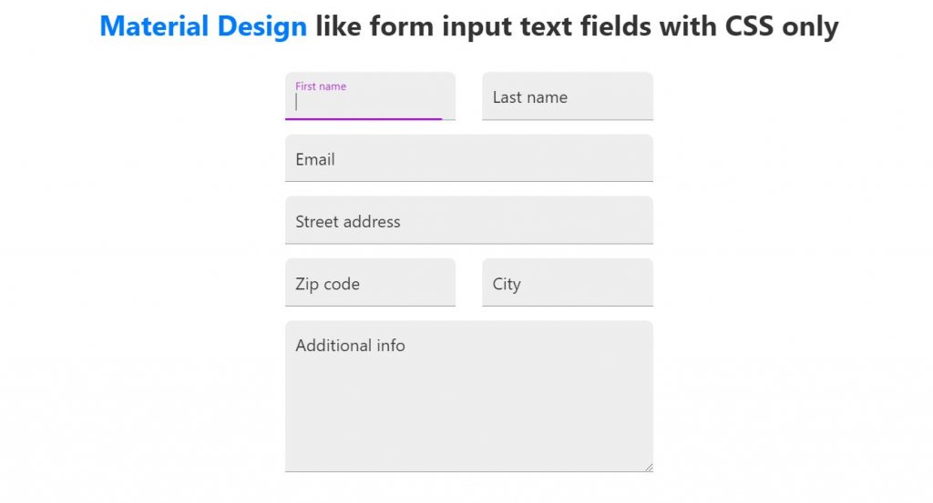 placeholder input type text / textarea of different animation, color and style using HTML, CSS 