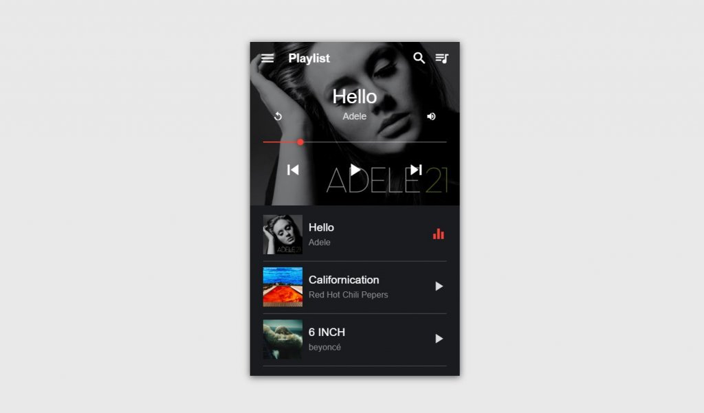 material css music player
