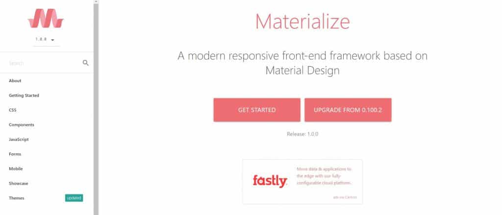 material design CSS framework Materialize