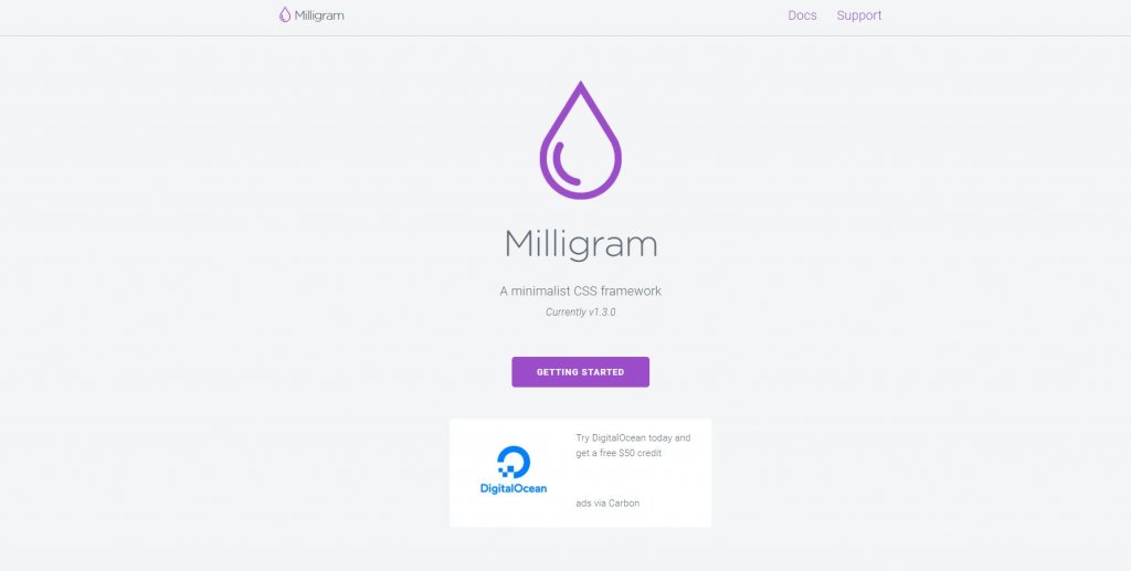 Milligram ligtweight css grid framework