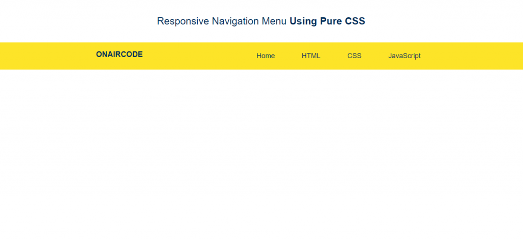 Navigation menu header with CSS