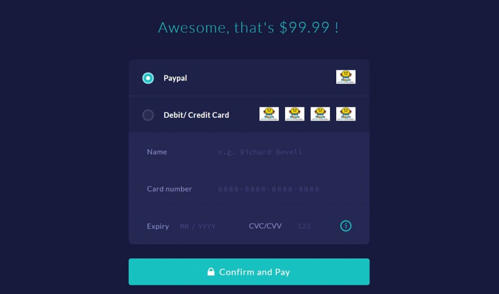 credit card ui template design and payment form html css