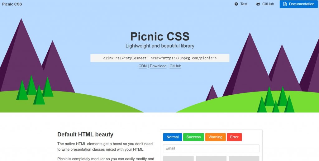 Picnic light css framework