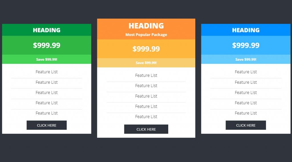 Pricing Tables with CSS and JavaScript