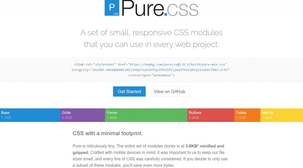 pure.css ligtweight css framework