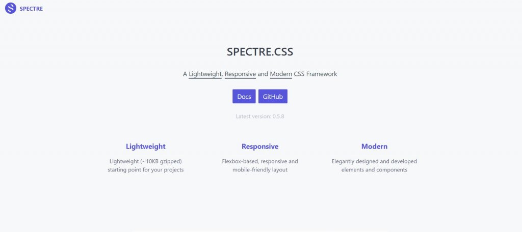 Spectre light css frontend frameworks