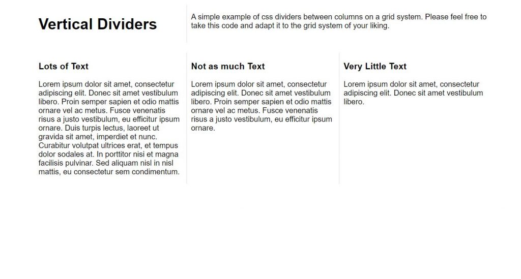 examples of css vertical divider/line also known as section dividers or separator