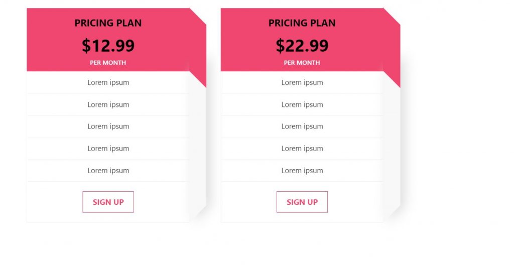 3d bootstrap price table