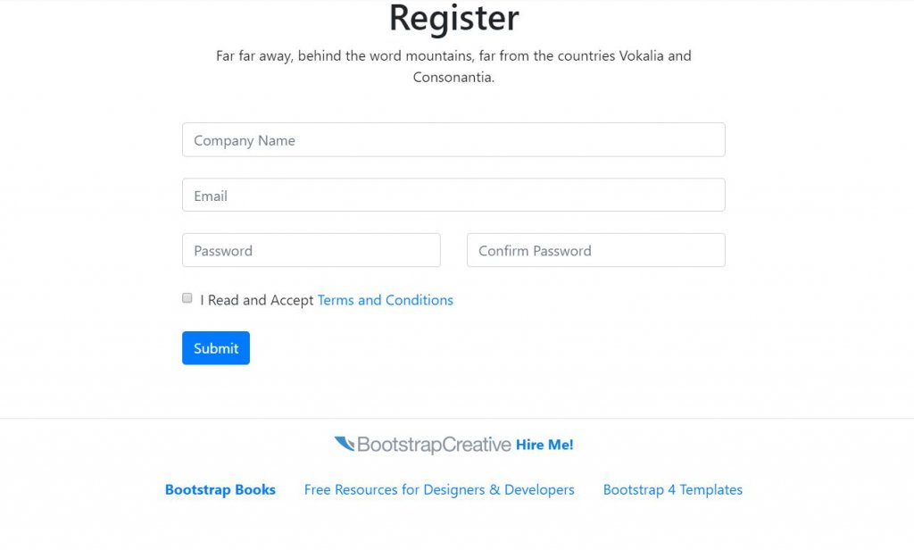Bootstrap 4 registration form