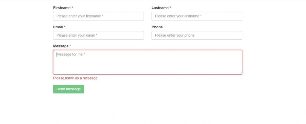 contact form validation