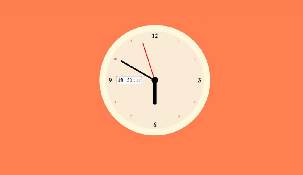 Js and CSS analog clock with sound