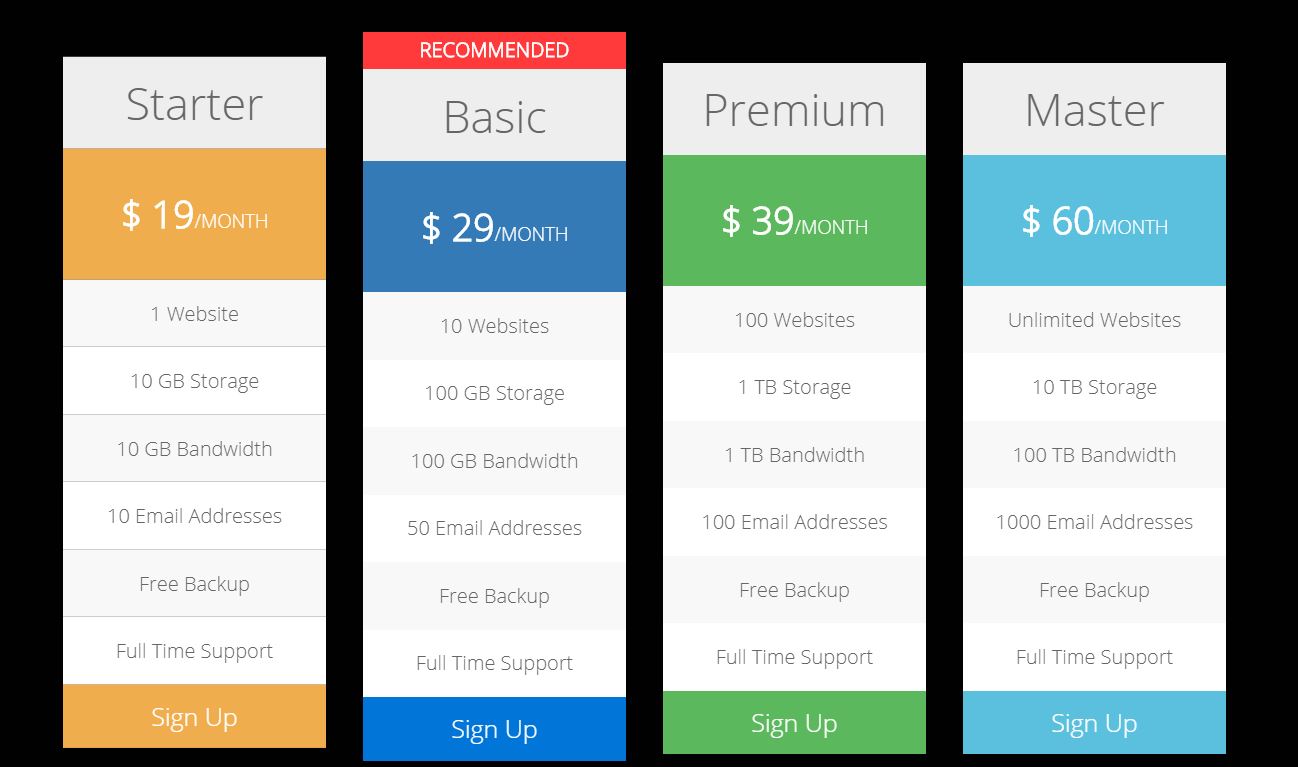 17+ Bootstrap Pricing Table Examples Code Snippet - OnAirCode