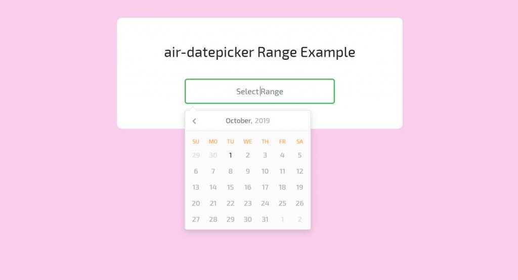 Air datepicker range